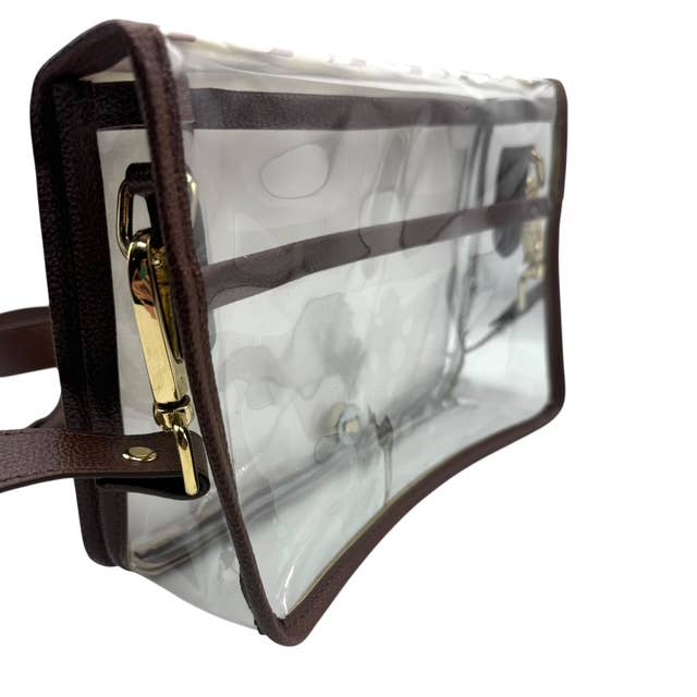 Crimson Houndstooth Clear Gameday Stadium Bag w/ Elephant - Gabrielle's Biloxi