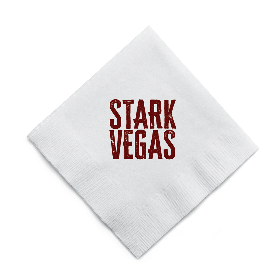Starkvegas Rough Cocktail Napkins - White with Maroon - Gabrielle's Biloxi