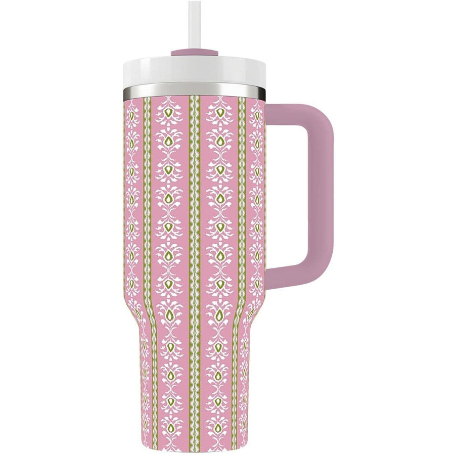 Rosemary Stripe Pink 40 oz. Travel Tumbler - Gabrielle's Biloxi