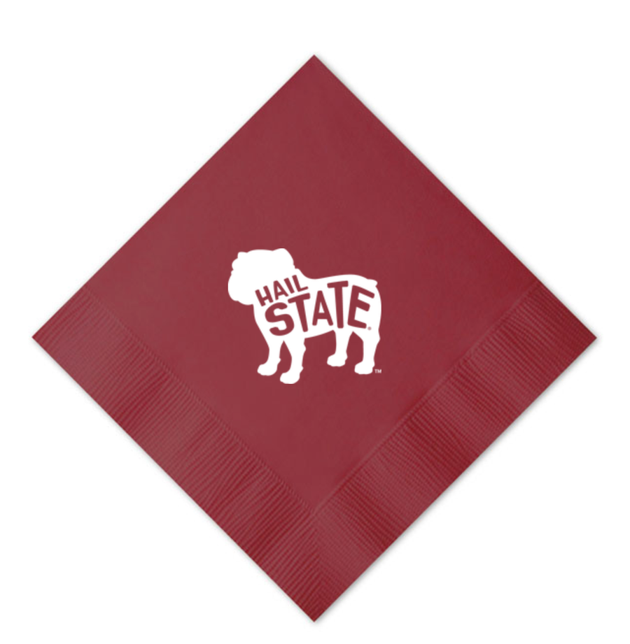 Hail State Dawg Cocktail Napkins - Maroon with Whits - Gabrielle's Biloxi