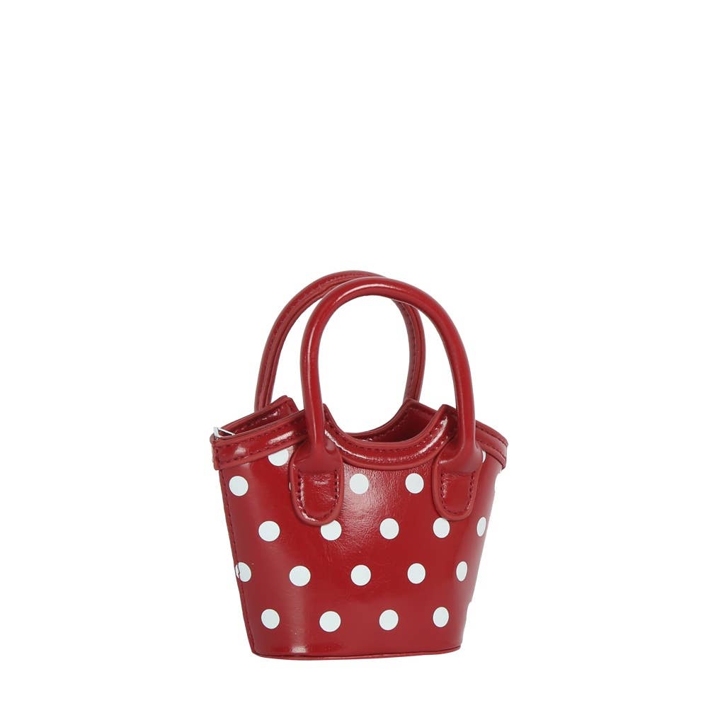 Polka Dot Patent Mini Bucket Tote - Red