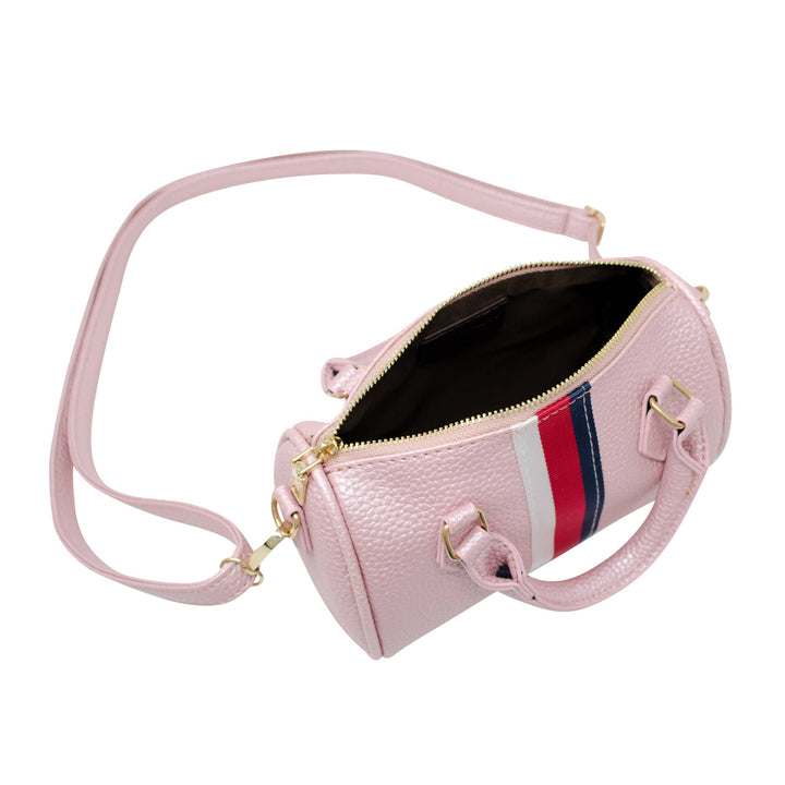 Leather Striped Duffle Handbag - Gabrielle's Biloxi