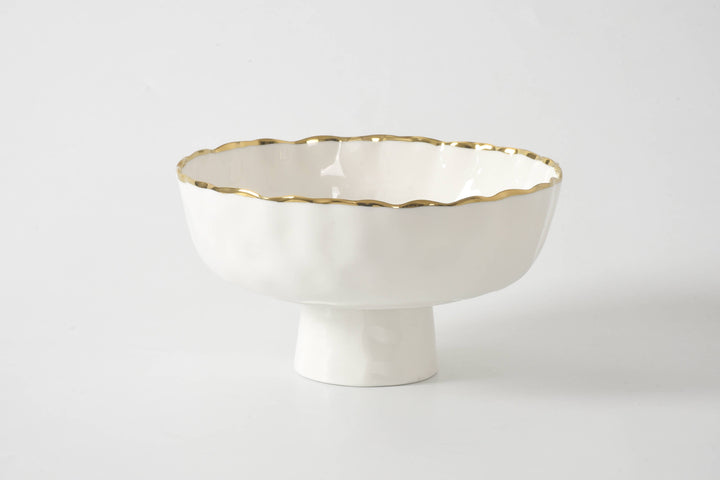 Pampa Bay Medium Footed Bowl - White Gold - Gabrielle's Biloxi
