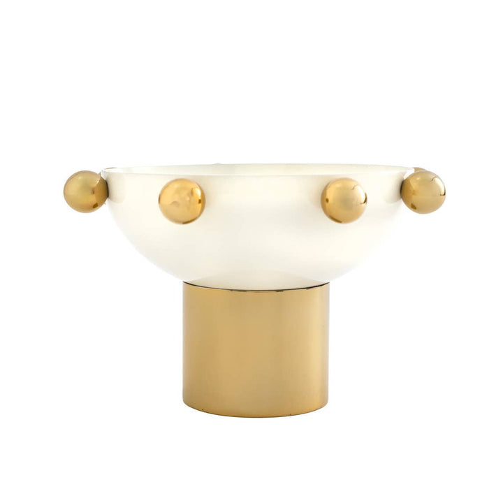 Temari White and Gold Nut Bowl - Gabrielle's Biloxi