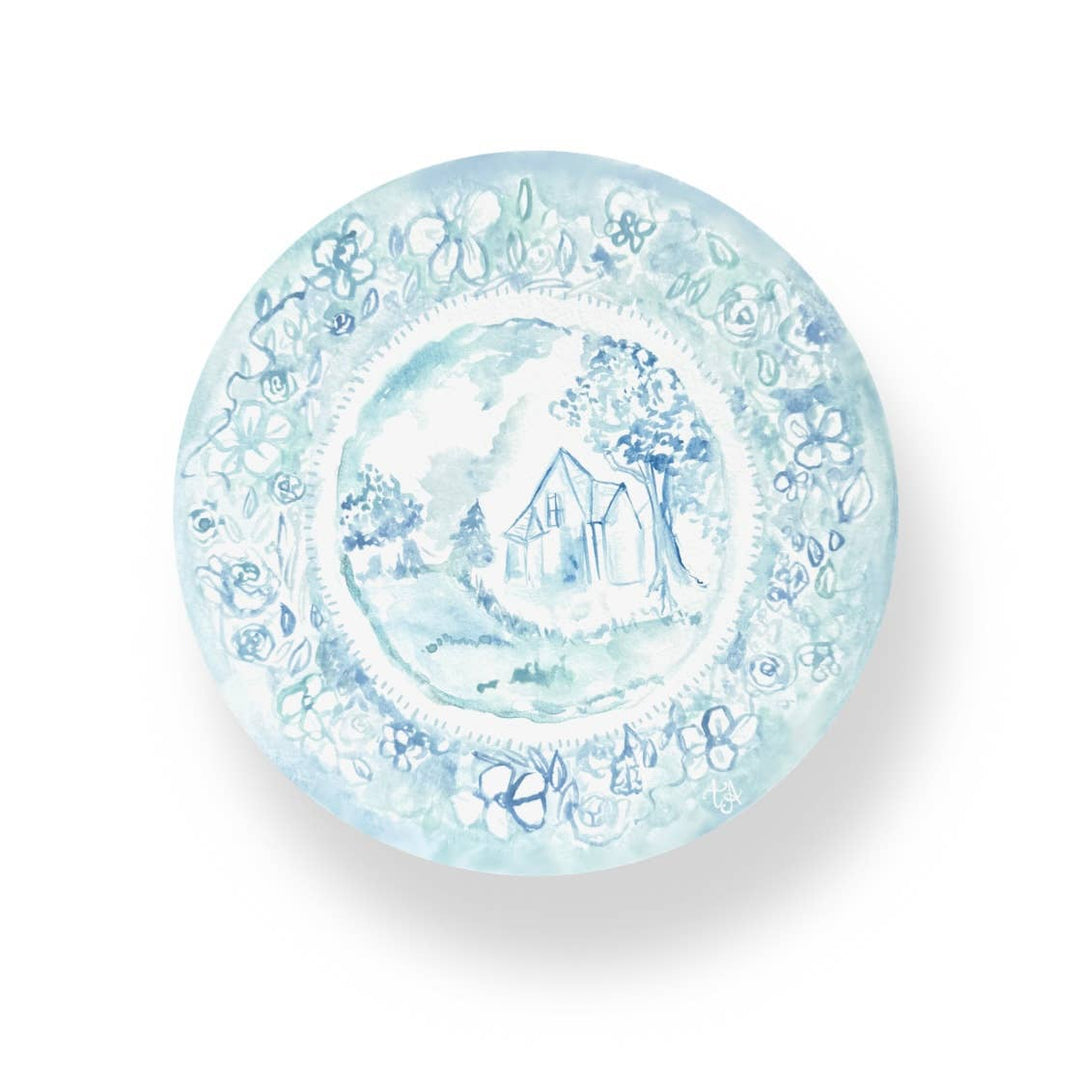 Acrylic Blue & White Antique Plate Coaster - Gabrielle's Biloxi