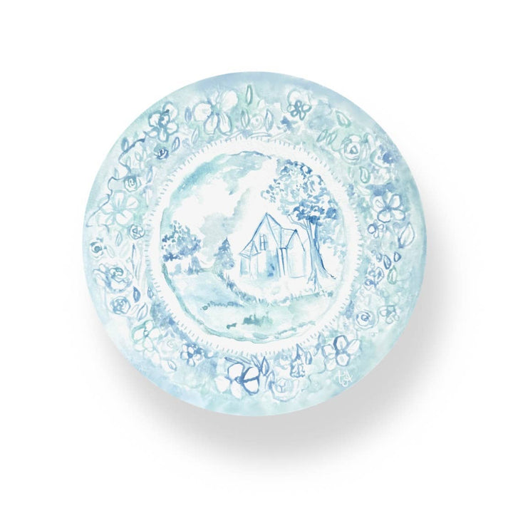 Acrylic Blue & White Antique Plate Coaster - Gabrielle's Biloxi