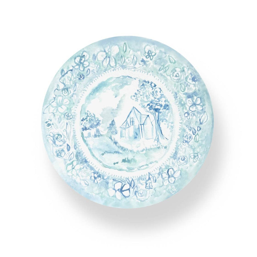 Acrylic Blue & White Antique Plate Coaster - Gabrielle's Biloxi