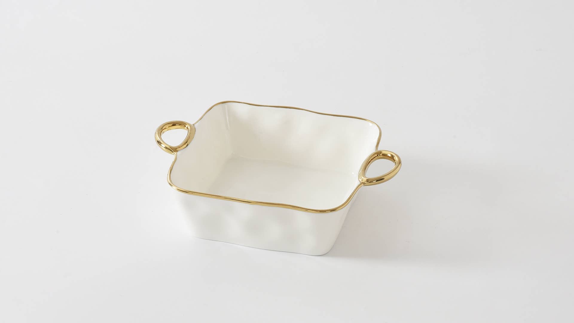Pampa Bay Square Baking Dish - White & Gold - Gabrielle's Biloxi