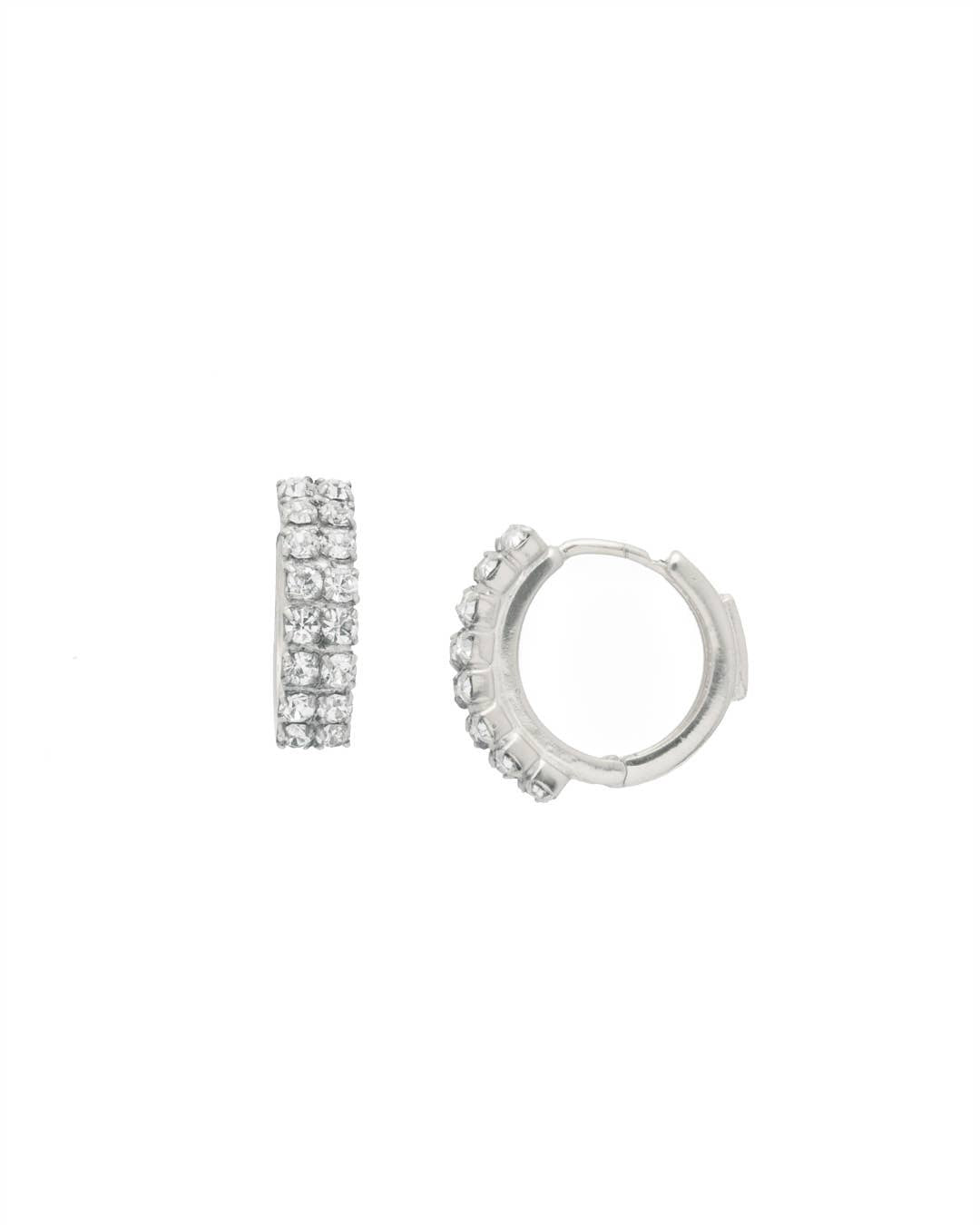 Double Crystal Huggie Hoop Earrings - EFS31PDCRY