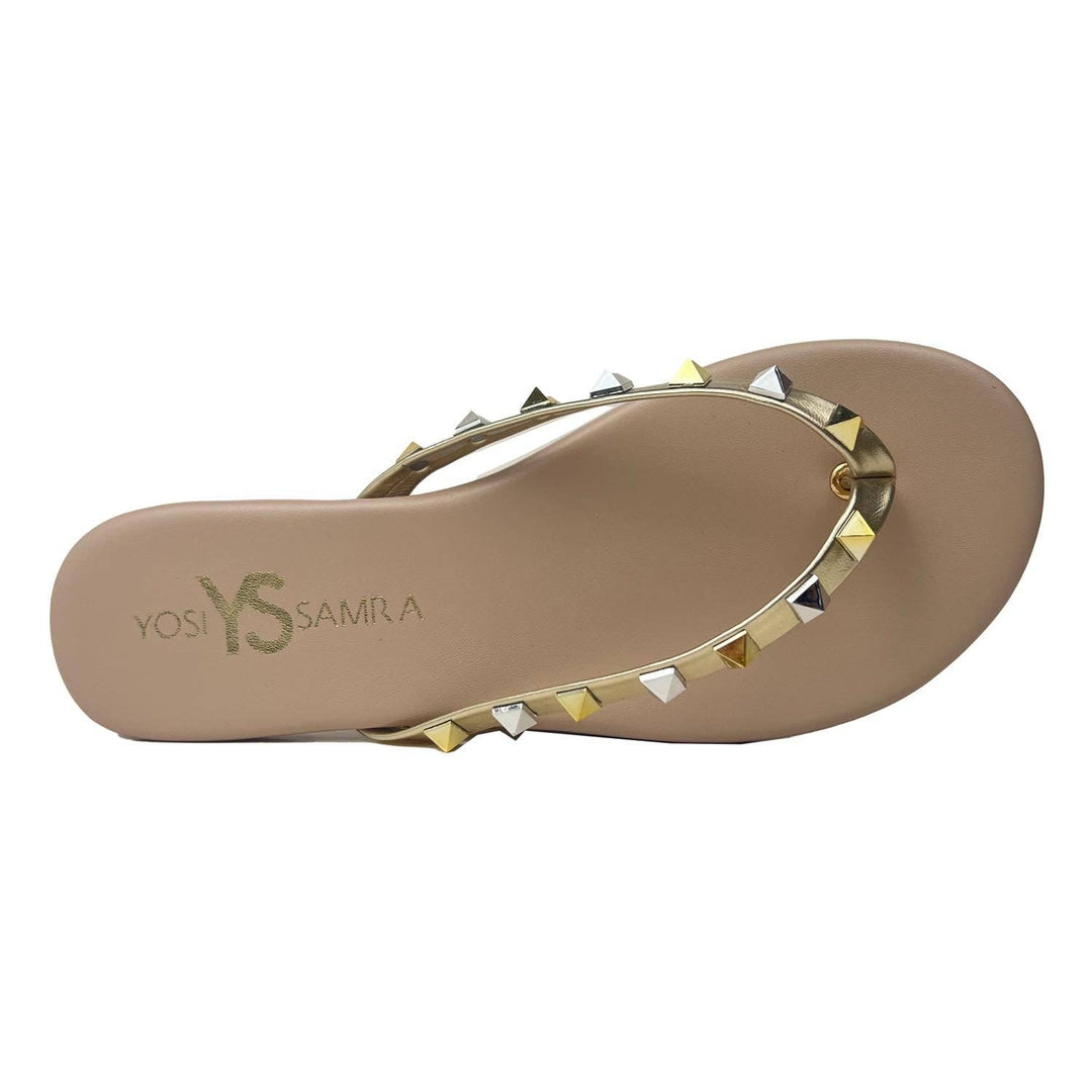 Rivington Stud Flip Flop in Beige Metallic - Gabrielle's Biloxi
