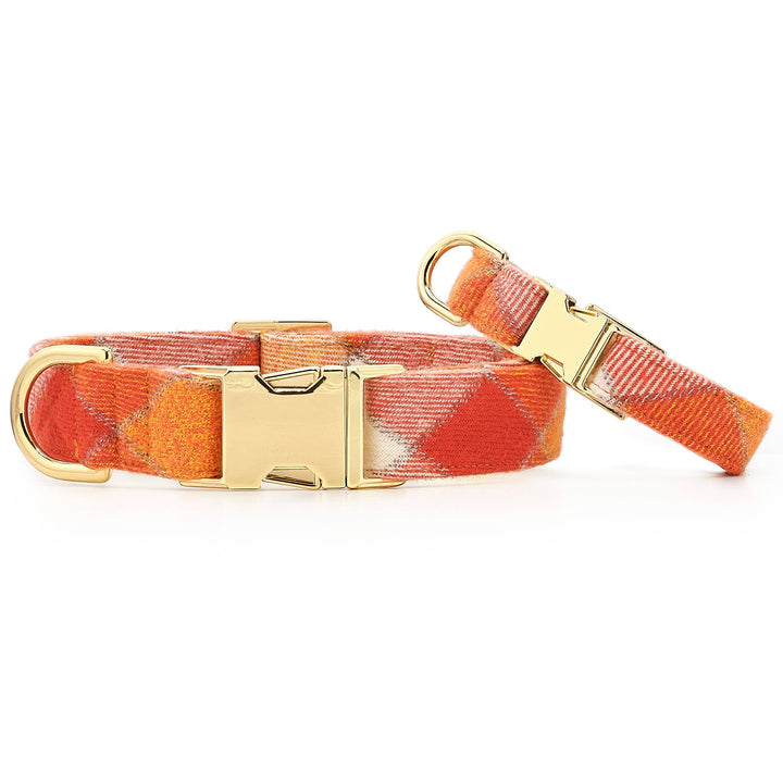 Pumpkin Spice Plaid Flannel Fall Dog Collar - Gabrielle's Biloxi