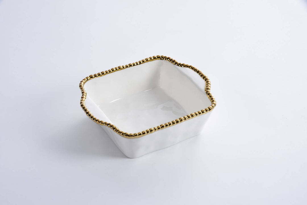 Pampa Bay Square Baking Dish - White & Gold - Gabrielle's Biloxi