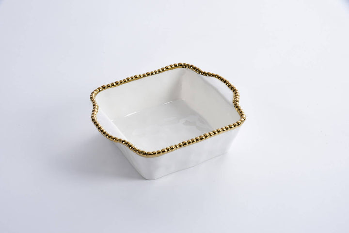 Pampa Bay Square Baking Dish - White & Gold - Gabrielle's Biloxi