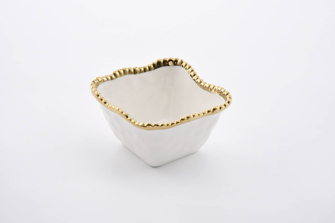 Pampa Bay Square Snack Bowl - White & Gold - Gabrielle's Biloxi