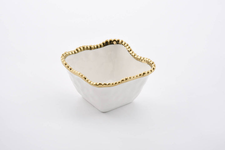 Pampa Bay Square Snack Bowl - White & Gold - Gabrielle's Biloxi