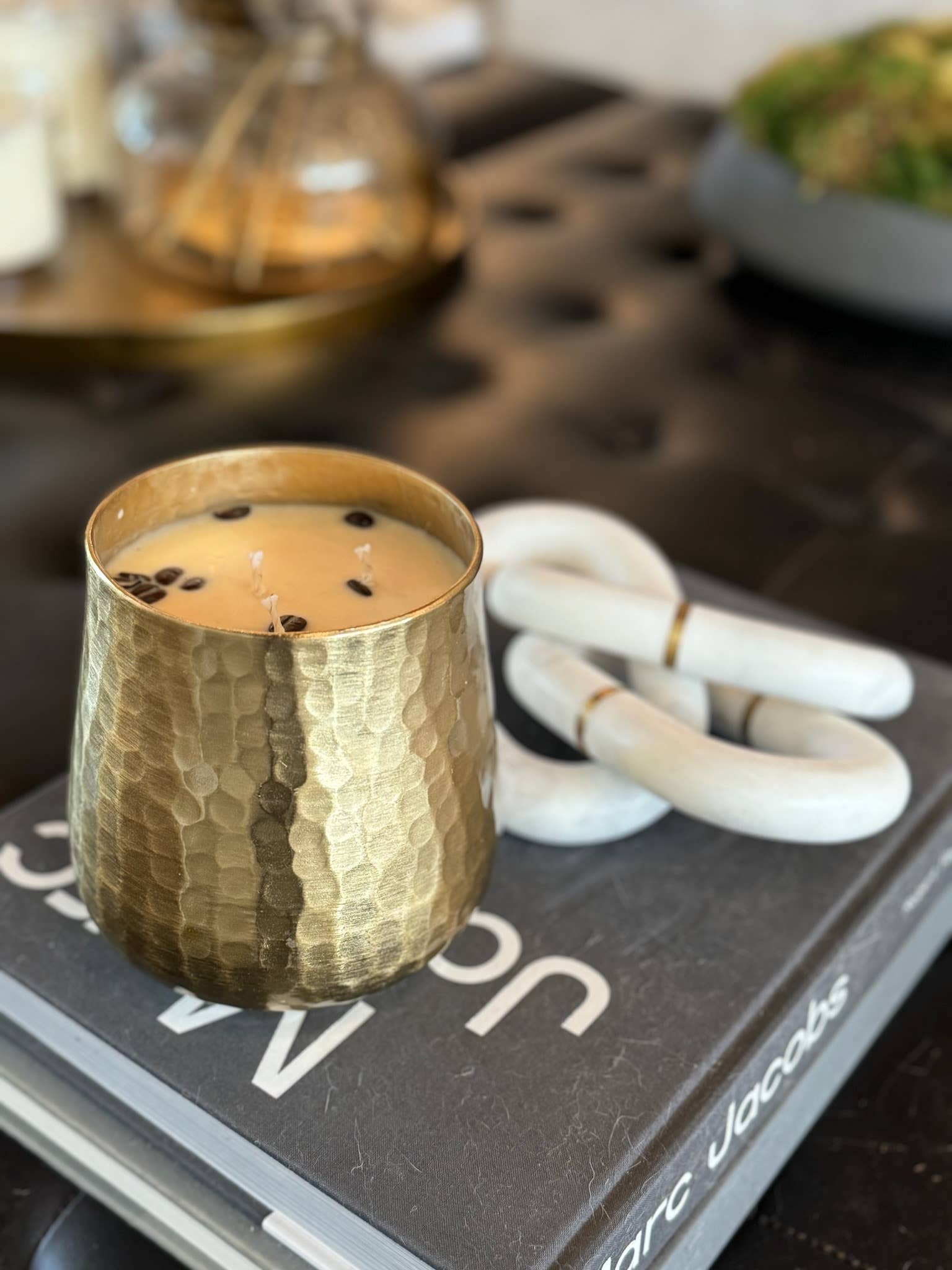 Gold Hammered Soy Candle - Vanilla Brûlée - Gabrielle's Biloxi