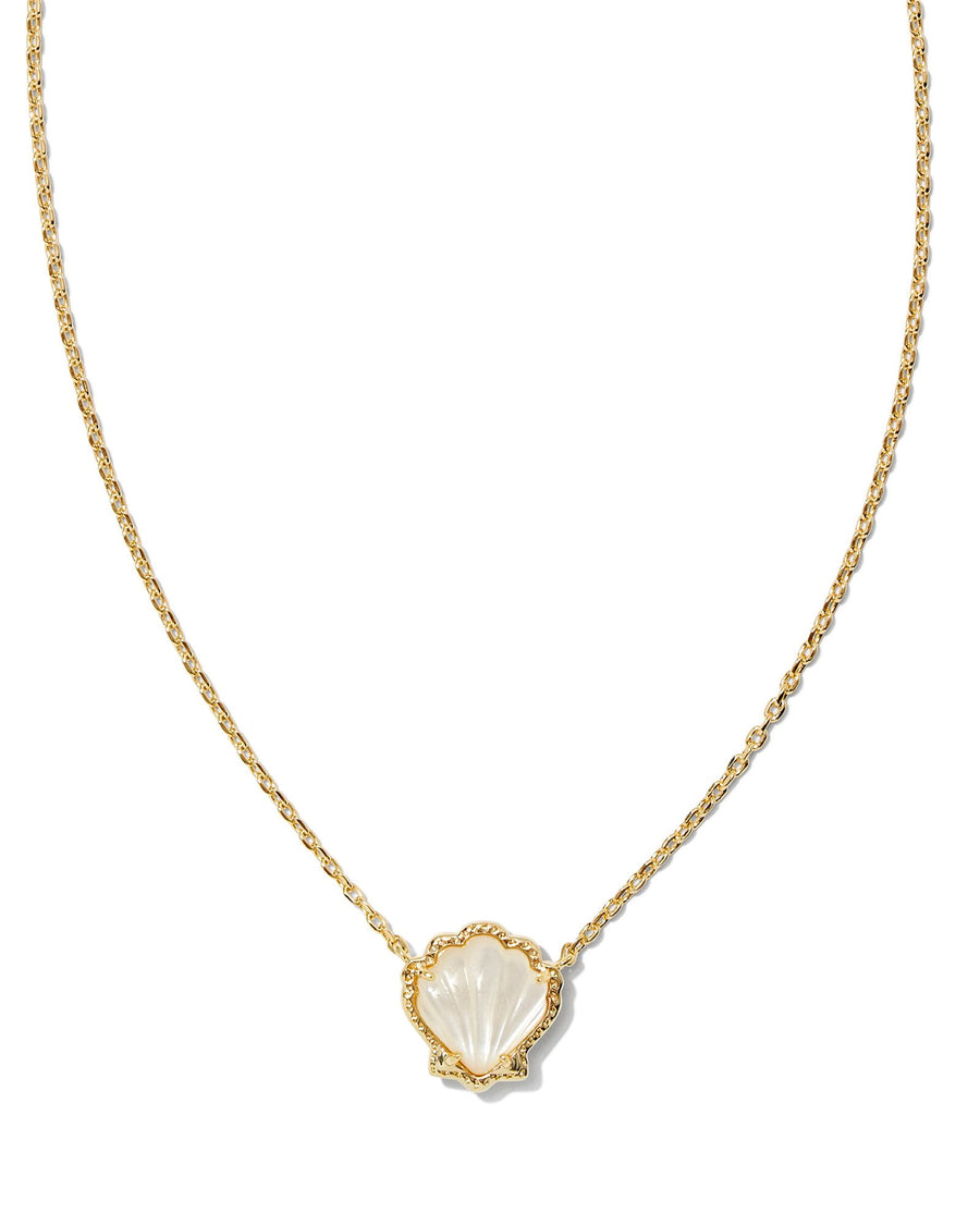 Kendra Scott Brynne Shell Short Pendant Necklace Gold Ivory Mother of Pearl - Gabrielle's Biloxi