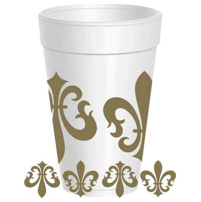 Fleur de Lis Styrofoam Cups- Gold - Gabrielle's Biloxi