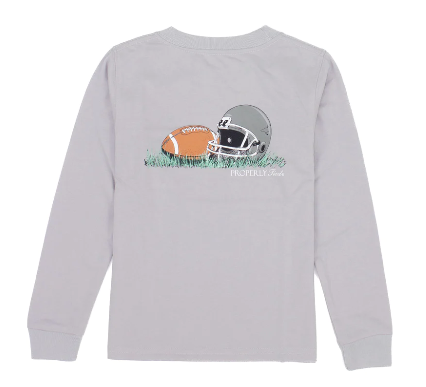 Properly Tied Boys Football Tee - Ice Grey - Gabrielle's Biloxi