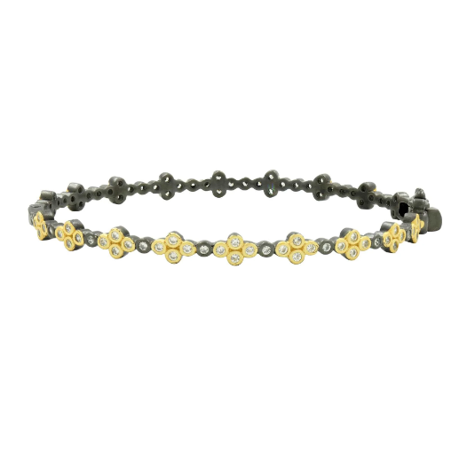 Freida Rothman Clover Station Hinge Bangle - Gold / Black - Gabrielle's Biloxi