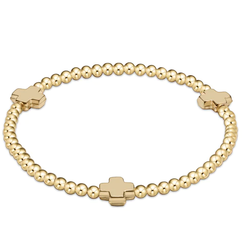 ENewton Signature Cross Gold Pattern 3MM Bead Bracelet - Gold - Gabrielle's Biloxi