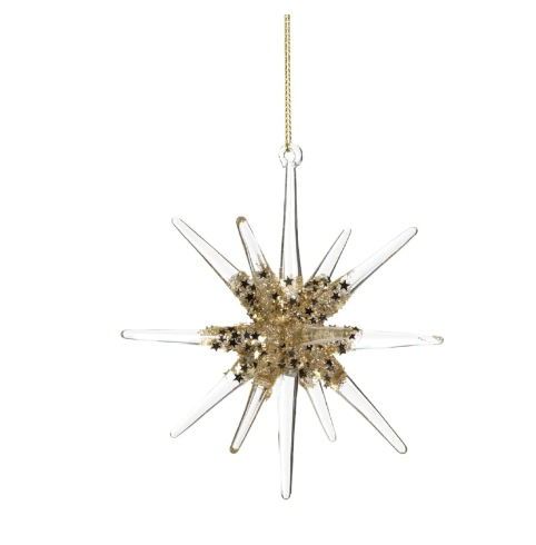 Glass 3D Snowflake Ornament- Gold Small - Gabrielle's Biloxi