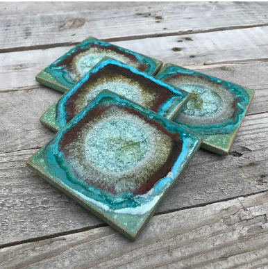 Dock 6 Pottery Coaster Set of 4 - Green - Gabrielle's Biloxi