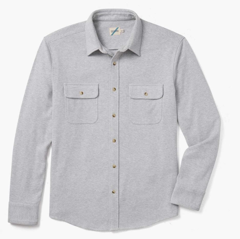 Fair Harbor The Dunewood Ultra Stretch Flannel - Heather Grey Twill - Gabrielle's Biloxi