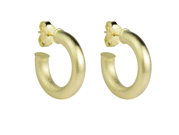 Sheila Fajl Small Chantal Hoops - Tiny Thin Brushed Gold - Gabrielle's Biloxi