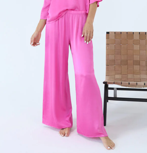 PJ Harlow Daydream Mo Satin Palazzo Pant - Hot Pink - Gabrielle's Biloxi
