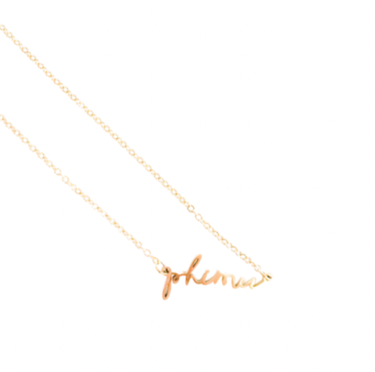 Sorority Gold Script Necklace - Phi Mu - Gabrielle's Biloxi