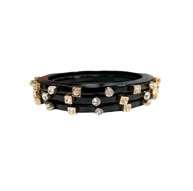 City Girl Jewel Bangle (Set of 3) Black with Crystal - Medium - Gabrielle's Biloxi