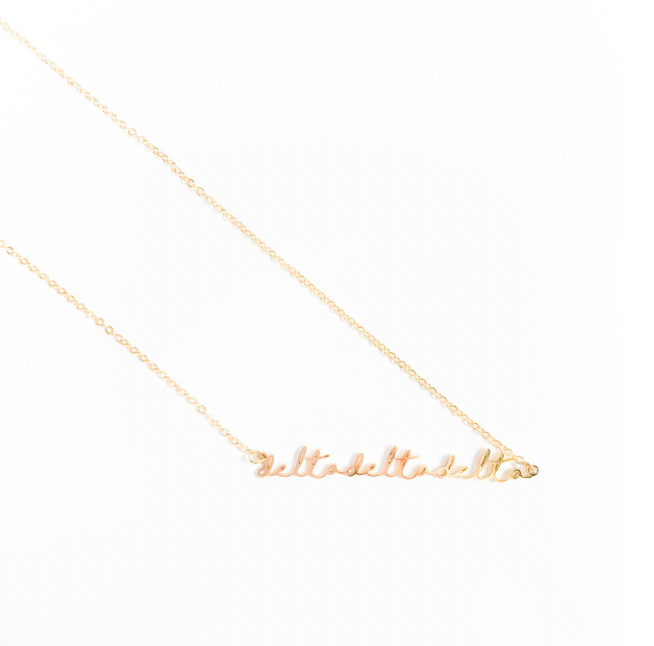 Sorority Gold Script Necklace - Tri Delta - Gabrielle's Biloxi