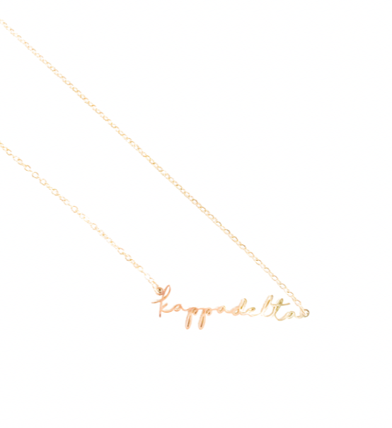 Sorority Gold Script Necklace - Kappa Delta - Gabrielle's Biloxi