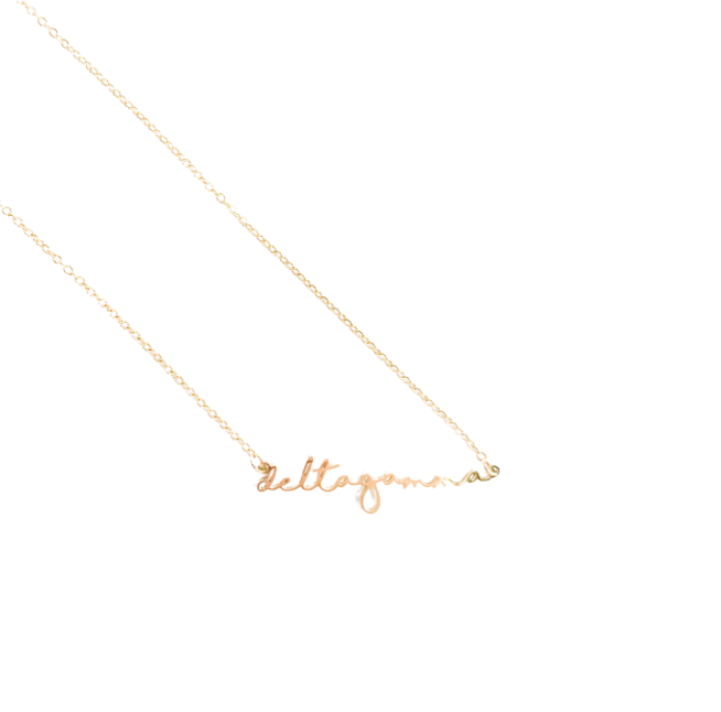 Sorority Gold Script Necklace - Delta Gamma - Gabrielle's Biloxi