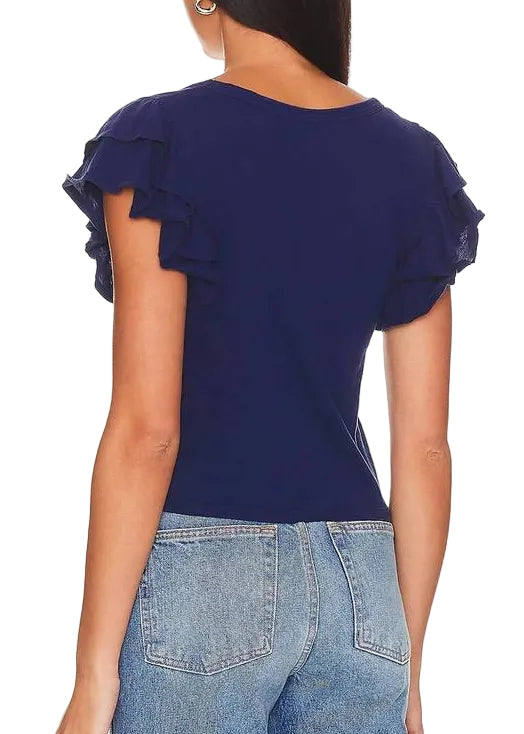 Bobi Double Ruffle Tee - Deep Seas