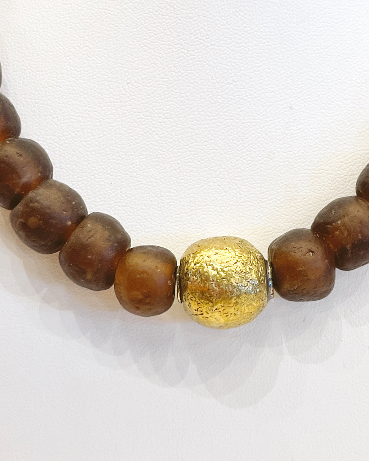 Virtue Large Glass Necklace with Brass Ball - Brown - Gabrielle's Biloxi