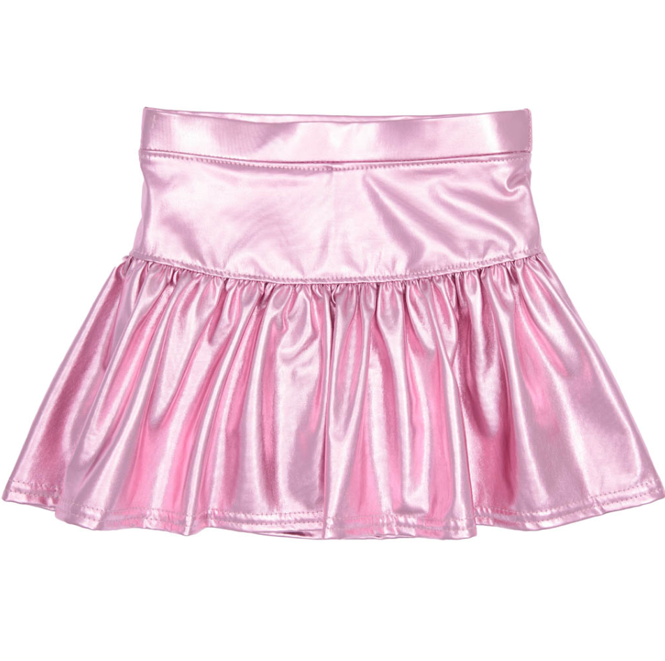 Kids Metallic Gathered Skort - Light Pink - Gabrielle's Biloxi