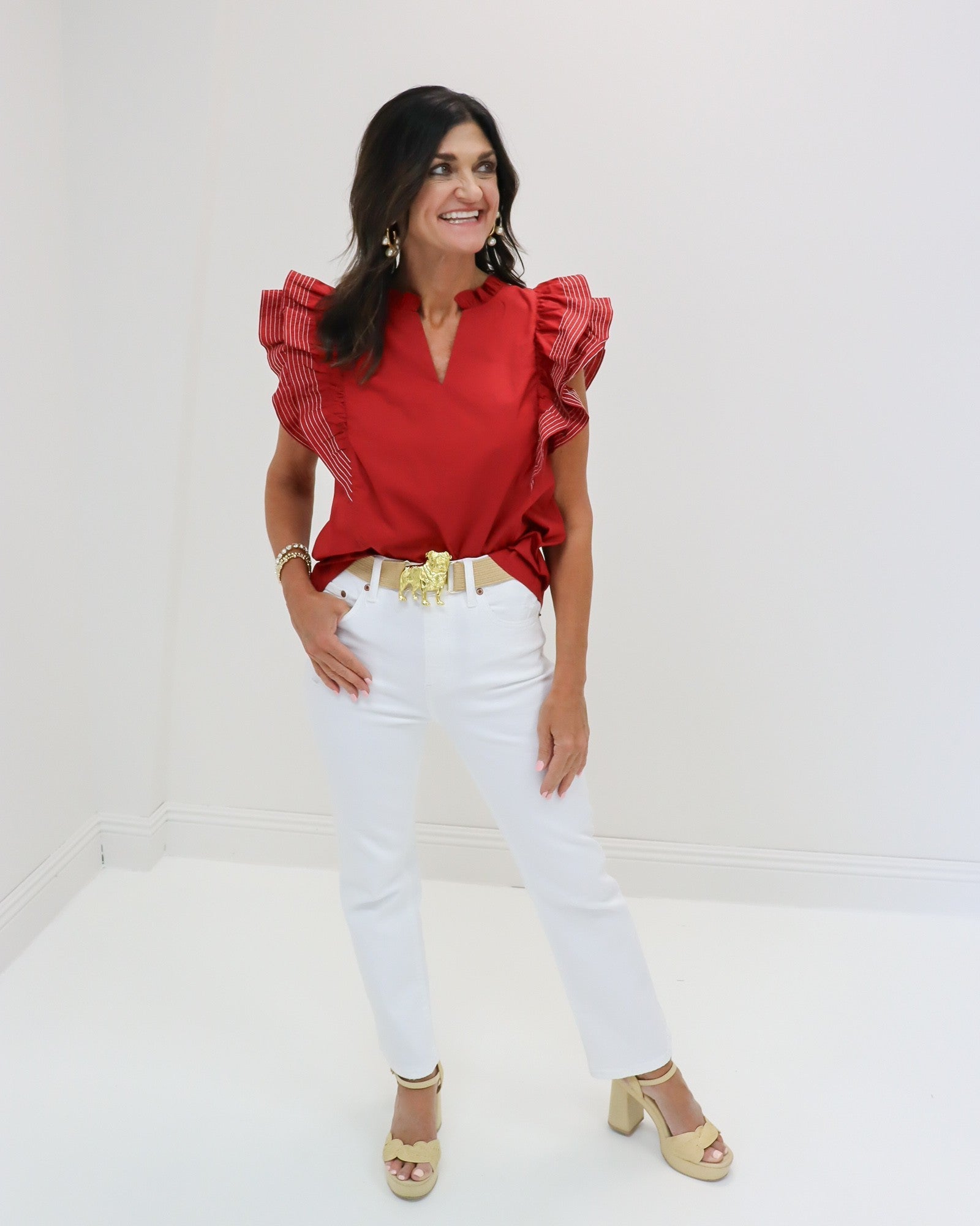 Crimson Flutter Sleeve Tank