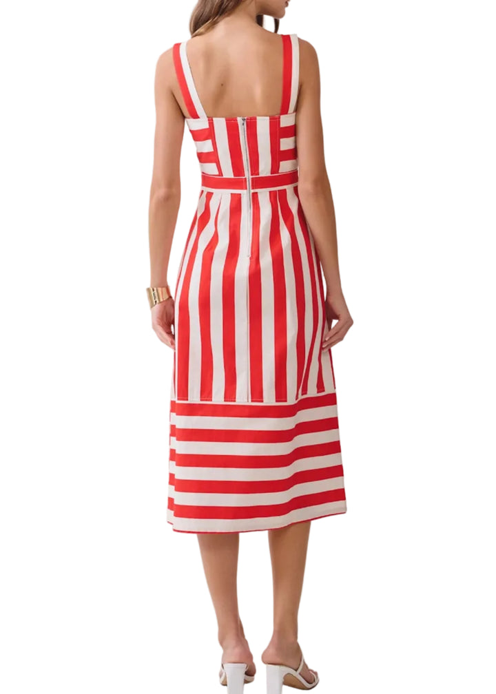 Red Stripe Midi Dress