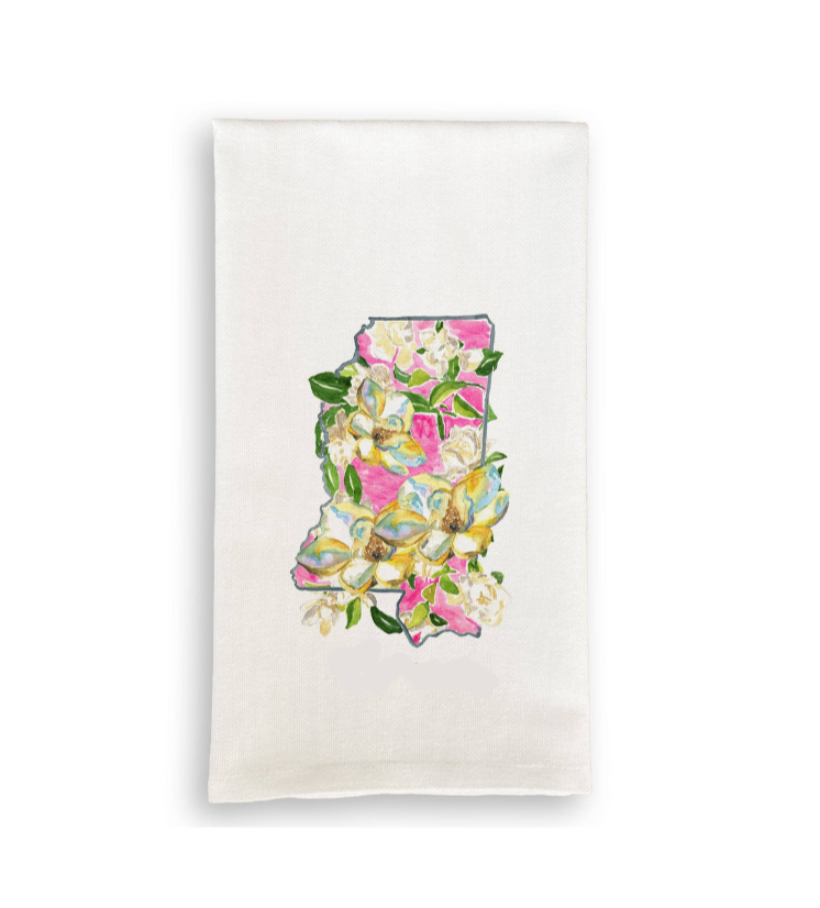 Floral Mississippi Dishtowel - Gabrielle's Biloxi