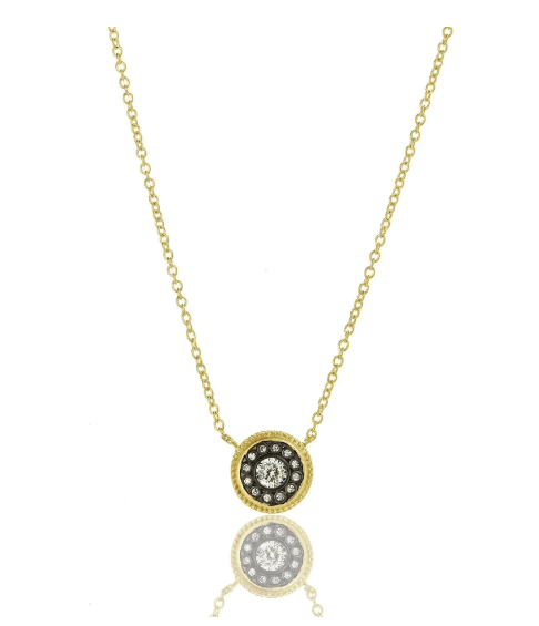 Freida Rothman Nautical Button Pendant Necklace - Gold / Black - Gabrielle's Biloxi