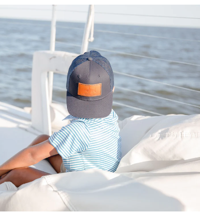 Saltwater Boys Leather Hat - Navy - Gabrielle's Biloxi