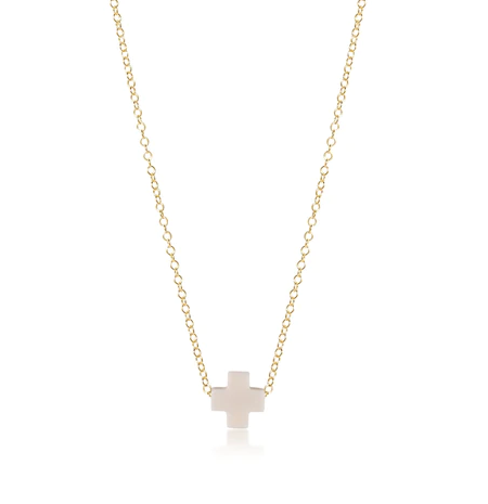 ENewton 16" Necklace Gold - Signature Cross Off White - Gabrielle's Biloxi