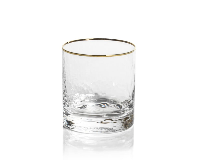 Hammered Old Fashion Glass w/ Gold Rim - Gabrielle's Biloxi