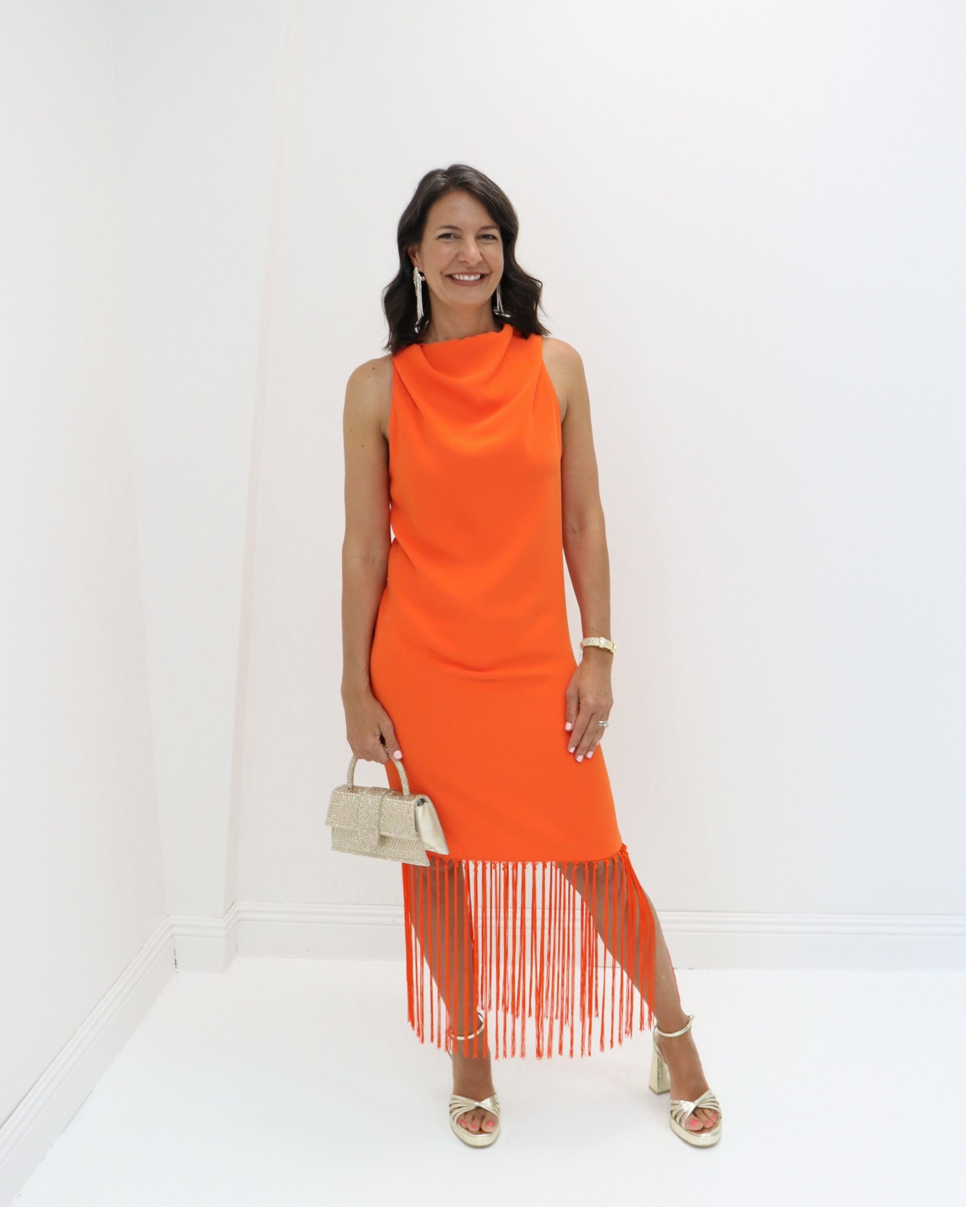 Amanda Uprichard Syd Midi Dress - Mandarin