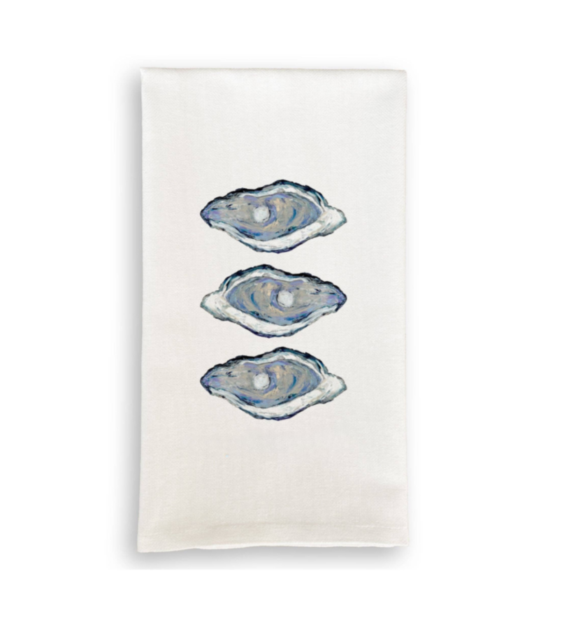 Three Blue Oysters Dish Towel