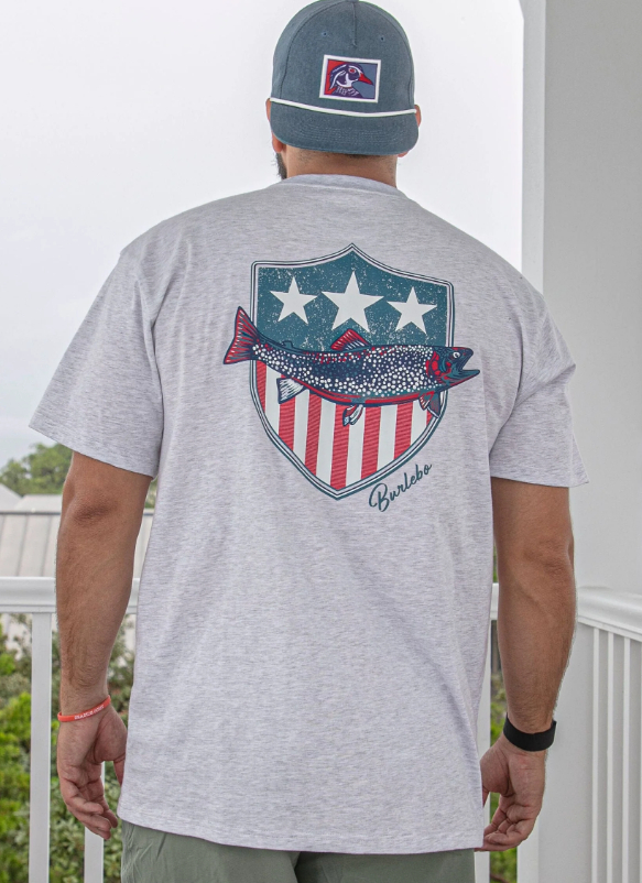 Burlebo Patriotic Fish Shield Tee - Gabrielle's Biloxi