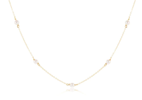 ENewton 15" Choker Simplicity Chain Gold - 4mm Pearl - Gabrielle&