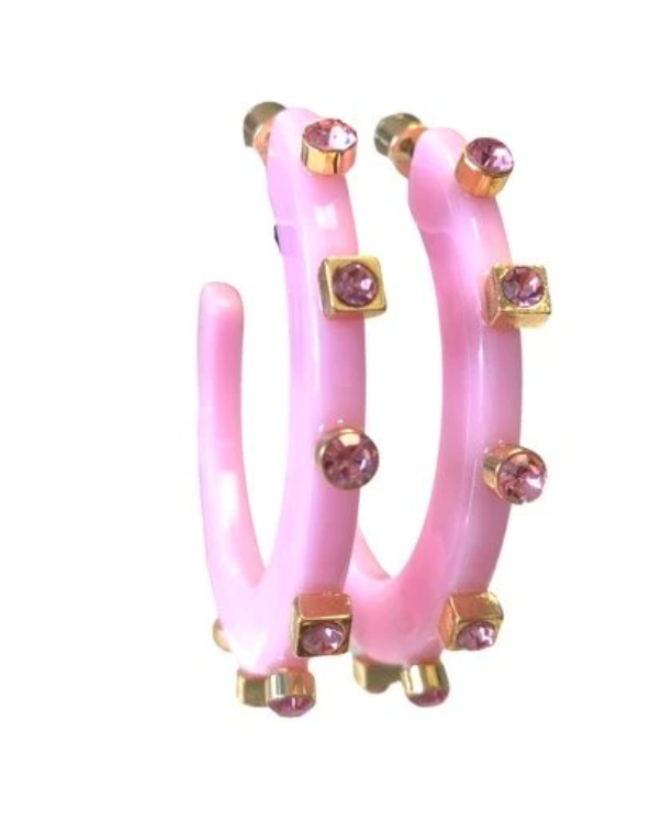 Jewel Hoops - Light Pink with Pink - Gabrielle's Biloxi